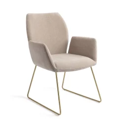 Jesper Home Beige Eetkamerstoelen|Eetkamerstoelen Met Armleuning|Eetkamerstoel Misaki Slide Gold