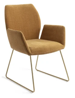 Jesper Home Beige Eetkamerstoelen|Eetkamerstoelen Met Armleuning|Eetkamerstoel Misaki Slide Gold