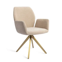 Jesper Home Beige Eetkamerstoelen|Draaibare Eetkamerstoelen|Eetkamerstoel Misaki Turn Gold, Draaibaar