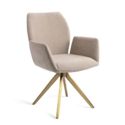 Jesper Home Beige Eetkamerstoelen|Draaibare Eetkamerstoelen|Eetkamerstoel Misaki Turn Gold, Draaibaar