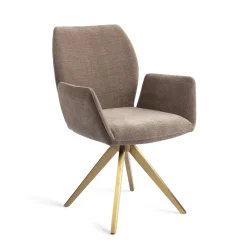Jesper Home Beige Eetkamerstoelen|Draaibare Eetkamerstoelen|Eetkamerstoel Misaki Turn Gold, Draaibaar