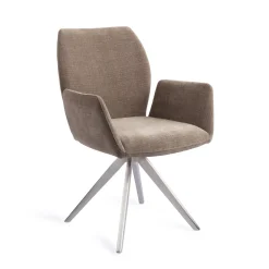 Jesper Home Beige Eetkamerstoelen|Draaibare Eetkamerstoelen|Eetkamerstoel Misaki Turn Steel, Draaibaar
