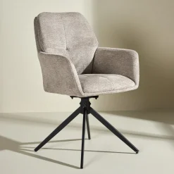 Nohr Draaibare Eetkamerstoelen|Eetkamerstoelen Met Armleuning|Eetkamerstoel Montie Geweven stof, kleur Bruin