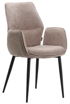 LABEL51 Beige Eetkamerstoelen|Eetkamerstoelen Met Armleuning|Eetkamerstoel Morris Elite stof