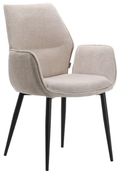 LABEL51 Beige Eetkamerstoelen|Eetkamerstoelen Met Armleuning|Eetkamerstoel Morris Elite stof