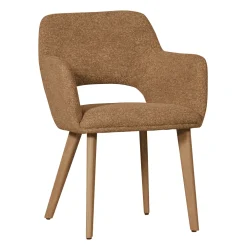 WOOOD Chenille Eetkamerstoelen|Eetkamerstoelen Met Armleuning|Eetkamerstoel Murat Bruin onderstel, Chenille