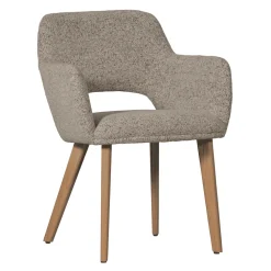 WOOOD Chenille Eetkamerstoelen|Eetkamerstoelen Met Armleuning|Eetkamerstoel Murat Bruin onderstel, Chenille