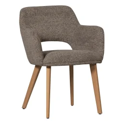 WOOOD Chenille Eetkamerstoelen|Eetkamerstoelen Met Armleuning|Eetkamerstoel Murat Bruin onderstel, Chenille