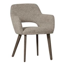 WOOOD Chenille Eetkamerstoelen|Eetkamerstoelen Met Armleuning|Eetkamerstoel Murat Naturel onderstel, Chenille
