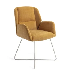 Jesper Home Beige Eetkamerstoelen|Eetkamerstoelen Met Armleuning|Eetkamerstoel Myoko Cross Steel