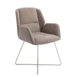 Jesper Home Beige Eetkamerstoelen|Eetkamerstoelen Met Armleuning|Eetkamerstoel Myoko Cross Steel