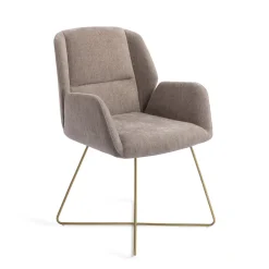 Jesper Home Beige Eetkamerstoelen|Eetkamerstoelen Met Armleuning|Eetkamerstoel Myoko Cross Gold