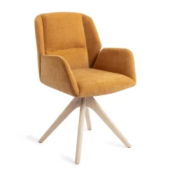 Jesper Home Eetkamerstoelen Met Armleuning|Draaibare Eetkamerstoelen|Eetkamerstoel Myoko Revolve Oak Bleach