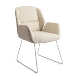 Jesper Home Beige Eetkamerstoelen|Eetkamerstoelen Met Armleuning|Eetkamerstoel Myoko Slide Steel