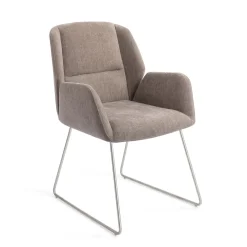 Jesper Home Beige Eetkamerstoelen|Eetkamerstoelen Met Armleuning|Eetkamerstoel Myoko Slide Steel