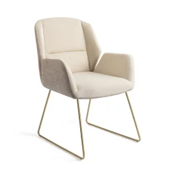Jesper Home Beige Eetkamerstoelen|Eetkamerstoelen Met Armleuning|Eetkamerstoel Myoko Slide Gold
