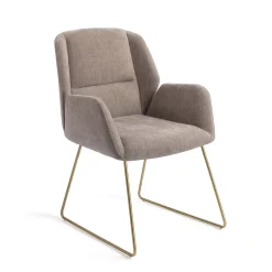 Jesper Home Beige Eetkamerstoelen|Eetkamerstoelen Met Armleuning|Eetkamerstoel Myoko Slide Gold