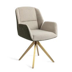 Jesper Home Beige Eetkamerstoelen|Draaibare Eetkamerstoelen|Eetkamerstoel Myoko Turn Gold, Draaibaar