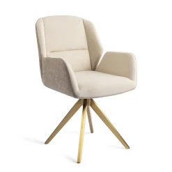 Jesper Home Beige Eetkamerstoelen|Draaibare Eetkamerstoelen|Eetkamerstoel Myoko Turn Gold, Draaibaar