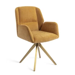 Jesper Home Beige Eetkamerstoelen|Draaibare Eetkamerstoelen|Eetkamerstoel Myoko Turn Gold, Draaibaar