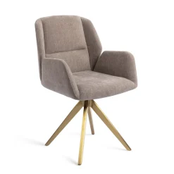 Jesper Home Beige Eetkamerstoelen|Draaibare Eetkamerstoelen|Eetkamerstoel Myoko Turn Gold, Draaibaar