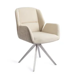 Jesper Home Beige Eetkamerstoelen|Draaibare Eetkamerstoelen|Eetkamerstoel Myoko Turn Steel, Draaibaar