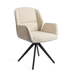 Jesper Home Beige Eetkamerstoelen|Draaibare Eetkamerstoelen|Eetkamerstoel Myoko Turn Black, Draaibaar
