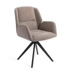 Jesper Home Beige Eetkamerstoelen|Draaibare Eetkamerstoelen|Eetkamerstoel Myoko Turn Black, Draaibaar