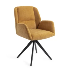 Jesper Home Beige Eetkamerstoelen|Draaibare Eetkamerstoelen|Eetkamerstoel Myoko Turn Black, Draaibaar