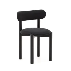 Kave Home Chenille Eetkamerstoelen|Eetkamerstoelen Zonder Armleuning|Eetkamerstoel Nebai Eikenhout en chenille