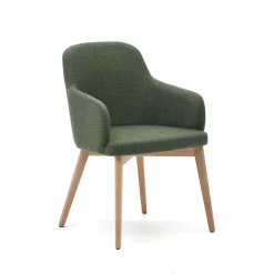 Kave Home Beige Eetkamerstoelen|Eetkamerstoelen Met Armleuning|Eetkamerstoel Nelida Naturel poot
