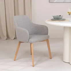 Kave Home Beige Eetkamerstoelen|Eetkamerstoelen Met Armleuning|Eetkamerstoel Nelida Naturel poot