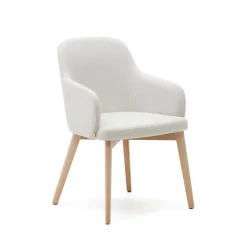 Kave Home Beige Eetkamerstoelen|Eetkamerstoelen Met Armleuning|Eetkamerstoel Nelida Naturel poot