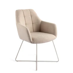 Jesper Home Beige Eetkamerstoelen|Eetkamerstoelen Met Armleuning|Eetkamerstoel Noto Cross Steel