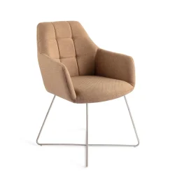 Jesper Home Beige Eetkamerstoelen|Eetkamerstoelen Met Armleuning|Eetkamerstoel Noto Cross Steel