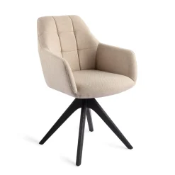 Jesper Home Beige Eetkamerstoelen|Eetkamerstoelen Met Armleuning|Eetkamerstoel Noto Revolve Oak Black