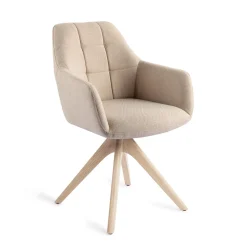 Jesper Home Beige Eetkamerstoelen|Eetkamerstoelen Met Armleuning|Eetkamerstoel Noto Revolve Oak Bleach