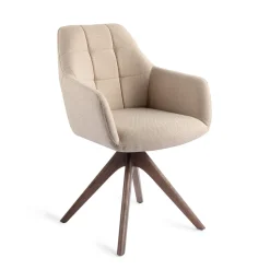 Jesper Home Beige Eetkamerstoelen|Eetkamerstoelen Met Armleuning|Eetkamerstoel Noto Revolve Oak Walnut