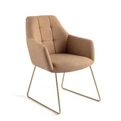 Jesper Home Beige Eetkamerstoelen|Eetkamerstoelen Met Armleuning|Eetkamerstoel Noto Slide Gold