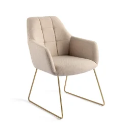 Jesper Home Beige Eetkamerstoelen|Eetkamerstoelen Met Armleuning|Eetkamerstoel Noto Slide Gold