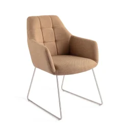 Jesper Home Beige Eetkamerstoelen|Eetkamerstoelen Met Armleuning|Eetkamerstoel Noto Slide Steel