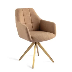 Jesper Home Beige Eetkamerstoelen|Draaibare Eetkamerstoelen|Eetkamerstoel Noto Turn Gold, Draaibaar