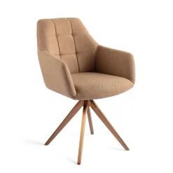 Jesper Home Beige Eetkamerstoelen|Draaibare Eetkamerstoelen|Eetkamerstoel Noto Turn Rose Gold, Draaibaar