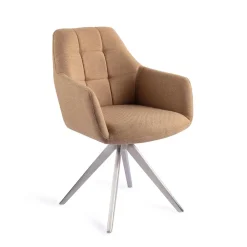 Jesper Home Beige Eetkamerstoelen|Draaibare Eetkamerstoelen|Eetkamerstoel Noto Turn Steel, Draaibaar