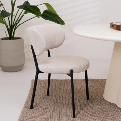 By-Boo Chenille Eetkamerstoelen|Beige Eetkamerstoelen|Eetkamerstoel Oasis Chenille