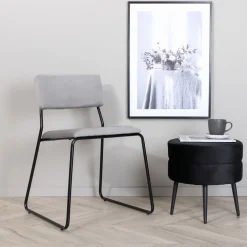 Nohr Eetkamerstoelen Velvet / Fluweel|Eetkamerstoelen Zonder Armleuning|Eetkamerstoel Octavius Velvet Grijs