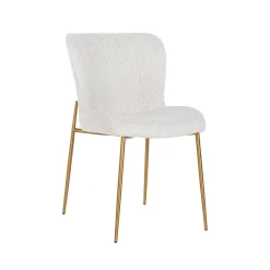 Richmond Interiors Eetkamerstoelen Bouclé / Teddy|Eetkamerstoelen Zonder Armleuning|Eetkamerstoel Odessa Bouclé, kleur Wit