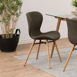 Bendt Beige Eetkamerstoelen|Eetkamerstoelen Zonder Armleuning|Eetkamerstoel Olle Hout
