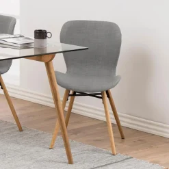 Bendt Beige Eetkamerstoelen|Eetkamerstoelen Zonder Armleuning|Eetkamerstoel Olle Hout