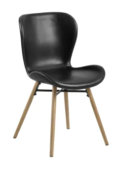 Bendt Eetkamerstoelen Met Leer Of Kunstleer|Eetkamerstoelen Zonder Armleuning|Eetkamerstoel Olle PU, kleur Zwart